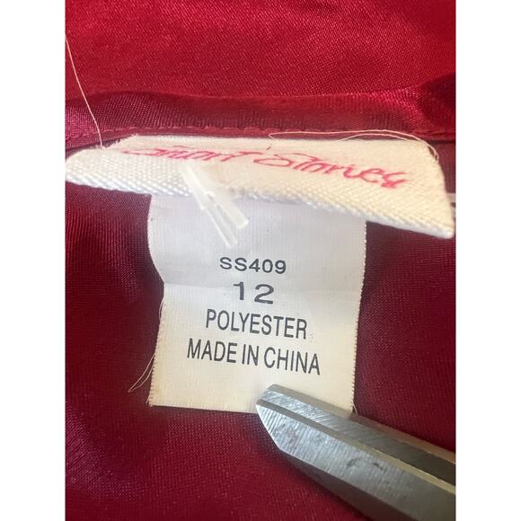 Y2K Short Stories Wine Red With Embroidered Flowers - Picture 5 of 6